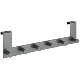 WENKO Celano deurhaak grijs - haaklijst met 6 haken, voor deursponning tot 2 cm, staal, 39 x 11 x 5,5 cm, grijs