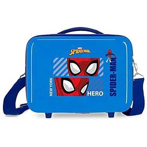 MARVEL Spiderman Hero Toilettas, aanpasbaar, met schouderriem, blauw, 29 x 21 x 15 cm, ABS-kunststof, 9,14 l, blauw, Eén maat, Blauw, Taille unique, Verstelbaar etui met schouderriem