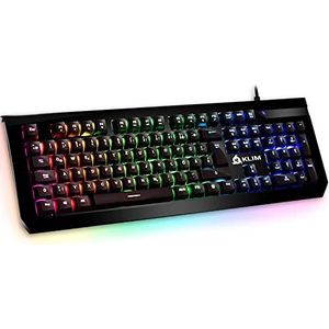 ⭐️Klim ™ Domination – mechanisch toetsenbord Duitsland RGB – nieuwe – blauwe schakelaar – snel en nauwkeurig en aangenaam – 5 jaar garantie – personalisatie van de kleuren – PC PS4 – nieuwe versie