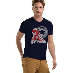 ASIOKA Star d'Zomer-T-shirt, uniseks, Navy Blauw