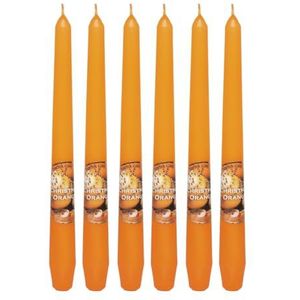 Dekohelden24 6 stuks kerstkaarsen met kaneelgeur, kerstoranje, afmetingen: H x Ø ca. 25 x 2 cm, 60 g