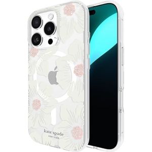 Kate Spade New York Beschermhoes voor iPhone 16 Pro - compatibel met MagSafe - Design telefoonhoes - stokroos bloemen crème