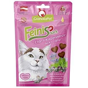 GranataPet FeiniSnack - Eend en kattenkruid – kattentraktaties – traditionele lekkernijen – zonder granen en suiker – beloning voor speelse fluwelen poten – 50 g