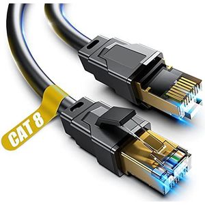 Ethernet-kabel ethernet kabel categorie 8 0,5 m 1 m 2 m 3 m 5 m 6 m 9 m 12 m 15 m 18 m 30 m professionele netwerkkabel muur binnen buiten (6m) zwart