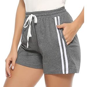 Sykooria Sportbroek voor dames, korte shorts, strepen, zomerjoggingbroek, Dunkelgrau