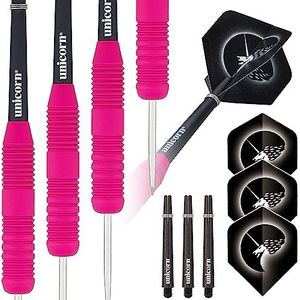 ‎Unicorn Core Plus Series Dartset met rubberen coating, zacht aanvoelend, roze, stalen punt, 26 g