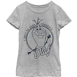 Disney Frozen 2 Olaf I Only Do Deep Thoughts Line Art Girls T-shirt, grijs gemêleerd atletisch, atletisch grijs gemêleerd