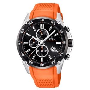 Festina Unisex volwassenen chronograaf kwarts horloge met lederen armband F20330/4, Silber, Eén maat, Armband