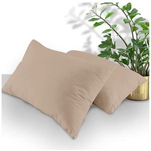 GC GAVENO CAVAILIA Housewife 708698 Set van 2 standaard kussenslopen, ademend, effen, met envelopsluiting, naturel, 74 x 48 cm
