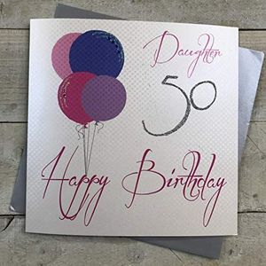 WHITE COTTON CARDS XGHB50-D verjaardagskaart voor meisjes voor de 50e verjaardag, handgemaakt, roze
