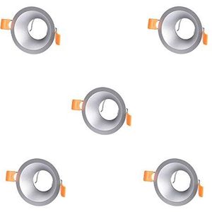 Wonderlamp W-E000132 Set van 5 stuks Comfort inbouwspot rond zilver - GU10-fitting inbegrepen