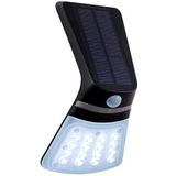 EGLO Lamozzo 1 Led-buitenwandlamp, 2 lichtpunten, met bewegingsmelder, op zonne-energie, van kunststof, zwart, transparant, dag- en nachtsensor, acculamp, warmwit, neutraal wit, IP44