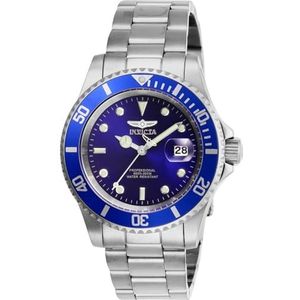 Invicta Pro Diver Kwarts herenhorloge van roestvrij staal - 40 mm., Zilver/Blauw