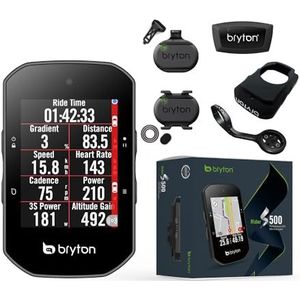 Bryton S500T GPS Fietscomputer met snelheid, snelheid en hartslag, 84 x 51 x 25 mm, zwart