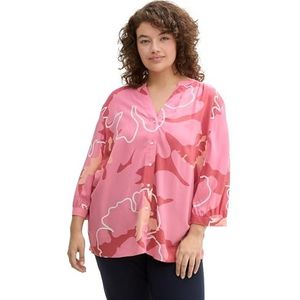 TOM TAILOR 1046010 Damesblouse, 37187 - Roze ontwerp met grote bloemen