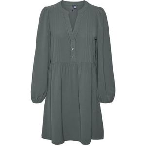VERO MODA Vmemma Ls WVN Ga Noos kanten jurk voor dames, balsemgroen, S, Groene balsem