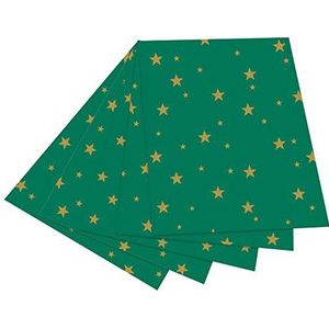 folia 5851 10 vellen kartonnen papier groen met gouden sterren 50 x 70 cm aan beide zijden bedrukt - voor het knutselen en vormgeven van kaarten, raamafbeeldingen en voor scrapbooking