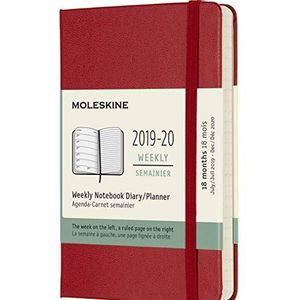 Moleskine 18 MND kalender – 2019/20 – weekelijks – pocket (9 x 14 cm) – Scarlet Red – harde kaft