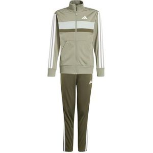 adidas Mixte enfant SEASONAL ESSENTIALS TIBERIO 3 STRIPES TRICOT TRACKSUIT, silver pebble/white/wonder silver, 11-12 Years