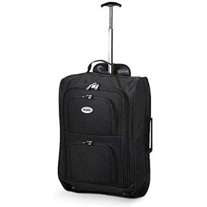 Keplin Handbagage goedgekeurde lichte reiskoffer met wielen, Dubbel zwart., Zwart