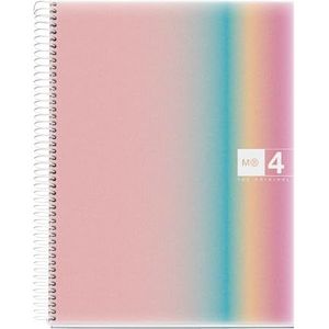 Miquelrius Notitieboek A4, geruit 5 mm, 120 vellen van 70 g/m², 4 gekleurde strepen, microgeperforeerde spiraalbinding, polypropyleen omslag, 4 gaten, A4 Aurora West Bay Notebook