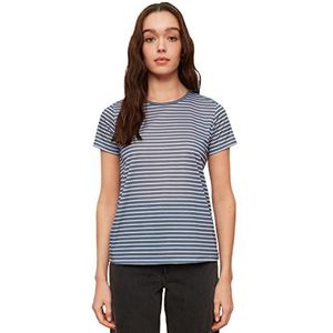 Trendyol Basic T-shirt, gestreept, marineblauw, Navy Blauw