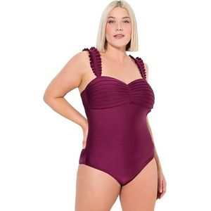 Ulla Popken Femmes grandes tailles grandes tailles plus taille maillot de bain plissé brillant, pourpre, 54