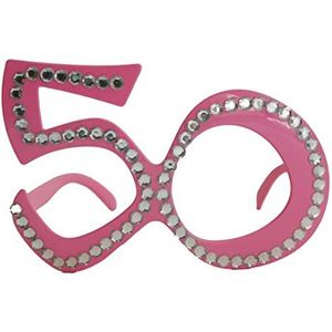 50e verjaardag plastic bril roze