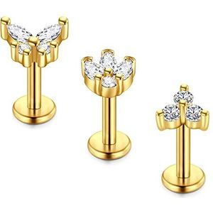 LAURITAMI 12 stuks wenkbrauwpiercings 16G hoefijzer cirkelvormige bananen staaf chirurgisch staal Helix Tragus Rook lip neus ring 6/8/10 mm, Roestvrij staal