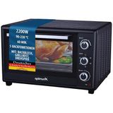 OptimumX Vrijstaande Ovens, 60 Liter Mini Oven – XXL Convectie Oventje - Hetelucht - Draaispit - Timer - Zwart - 60L - 2200 Watt