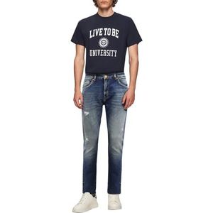 LTB Jeans Hollywood 300 – Coupe droite Mid Rise Basic-5 poches Dark Wash Bleu en mélange de coton – Taille W42L30, bleu, 42W / 30L