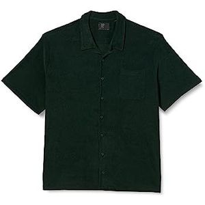 JP 1880 Menswear 806478 Badstof overhemd voor heren, korte mouwen, cuba-kraag, Fir Groen