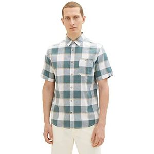 TOM TAILOR Blue Green Off White Check, M, 31236 - Blue Green Off White Check