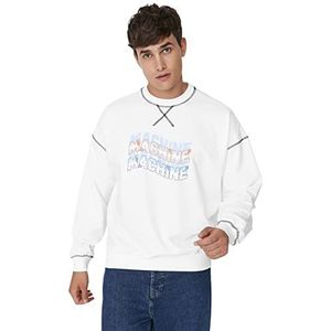 Trendyol Oversize sweatshirt ronde hals met slogan trainingspak heren, ecru, M, ECRU