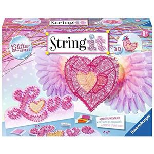 Ravensburger 18065 String it Maxi: 3D Heart, String Art knutselset voor kinderen vanaf 8 jaar, creatieve draadafbeeldingen knutselen, met glittereffect