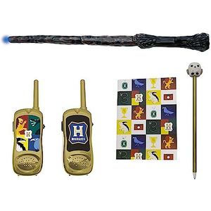 Lexibook Harry Potter RPTW11HP avonturiersset voor kinderen met walkietalkie, 120 m, toverstaf met geluidseffecten en lichteffecten, notitieboek, pen, Hedwig gum, wit/goud