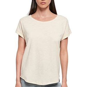 Build Your Brand Dames T-shirt met korte mouwen met verlengde rug in zwart of wit, maten XS tot 5XL, wit zand