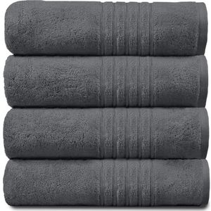 GC GAVENO CAVAILIA Set van 4 extra grote badhanddoeken, katoen, waterabsorberend, 450 g/m², sneldrogend, antraciet