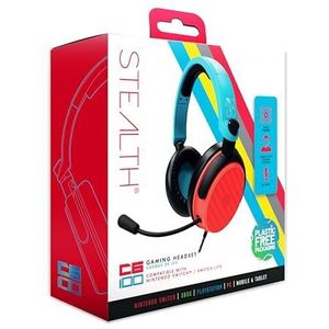 STEALTH Over-ear gaming-headset C6-100, neonblauw en rood, PS4/PS5, Xbox, Switch, PC met flexibele microfoon, 3,5 mm stekker, 1,5 m kabel, licht, comfortabel en duurzaam