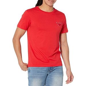 Portfolio Emporio Armani T-shirt met ronde hals van badstof adelaar robijnrood S, Robijn rood