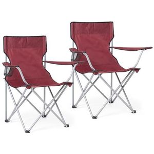 Mondeer Lot de 2 chaises de camping pliantes légères avec accoudoirs et porte-gobelet pour camping, pêche, randonnée, capacité 100 kg, rouge