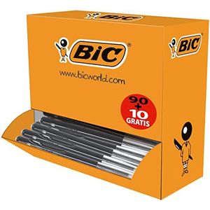 BIC M10 Originele intrekbare balpen, medium punt (1,0 mm) - zwart, doos met 90 + 10 stuks