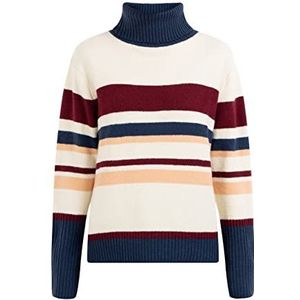 kilata Pull à col roulé en tricot pour femme, Laine blanche, multicolore, XL-XXL