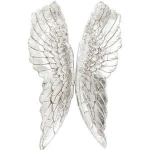 Kare 38448 Wanddecoratie Angel Wings accessoires, gelamineerd polyresin folie (Aluminium), zilver, 5 x 61 x 106 cm