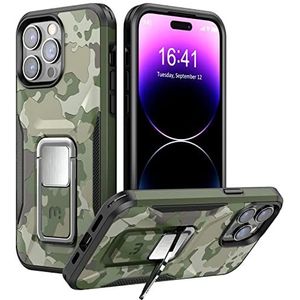 MYBAT – Coque de téléphone Pro Stealth Series pour iPhone 14 Pro avec support magnétique de voiture de 6,1"", protection robuste de qualité militaire contre les chutes (camouflage vert militaire)