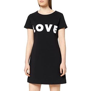 Love Moschino Dress_Logo Print damesjurk met korte mouwen, (Black C74)