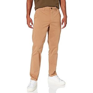 BOSS Chino herenbroek van elastisch katoensatijn D Tapered-Fit, Beige