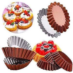 Taartvorm, FANDE taartvorm, 8 stuks, anti-aanbaklaag, quiche-vorm voor cake, cake, pudding, vlan (Ø 7,6 cm)