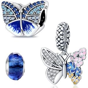 HappyStar Bedel van 925 zilver voor Pandora armbanden en halskettingen, compatibel met Pandora Europese armbanden en halskettingen (met afstandskralen), Sterling zilver en zirkonia