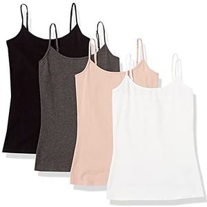 Amazon Essentials Set van 4 hemdjes voor dames, slim fit, roze/grijs/zwart, maat L